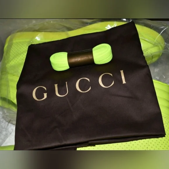 VTG Gucci Neon Yellow Neon High-Top Sneakers Size 10 G - Picture 2 of 5